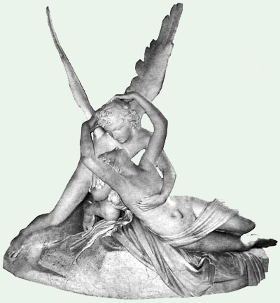 Canova le Baiser foto della scultura che rappresenta un Angelo che abbraccia
una donna